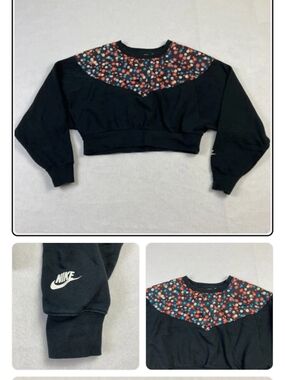 Nike Black Cropped Sweatshirt with Multicolor Polka Yoke